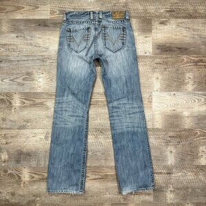 Affliction Standard Series Jeans Mens Size 30x 33.5" Distressed Denim For Buckle